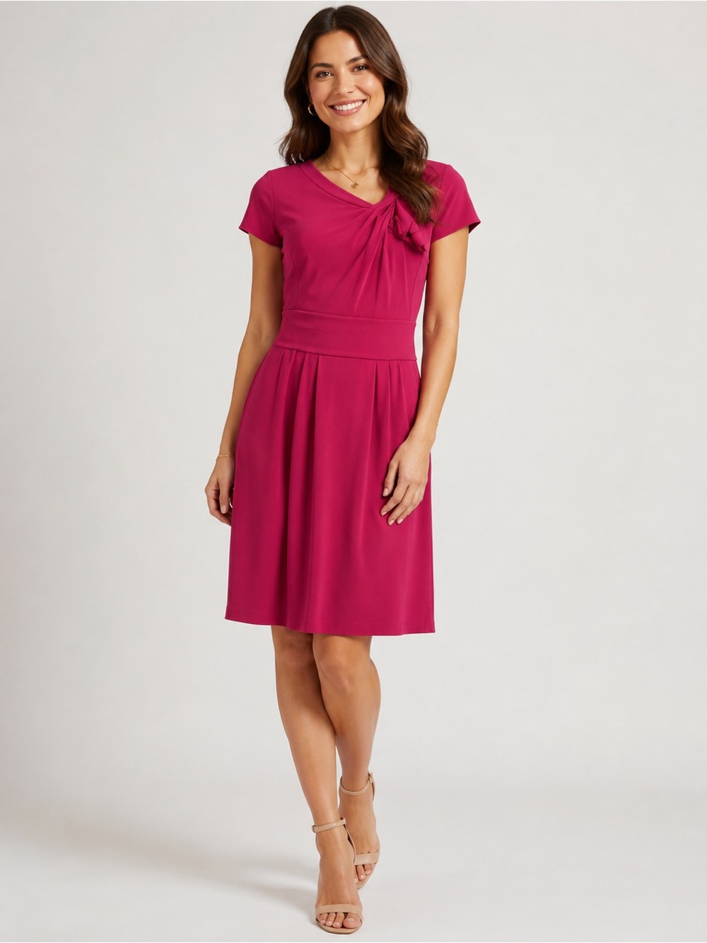 Armani Collezioni Pink Magenta Ruched Sheath Dress Made in Italy US 6